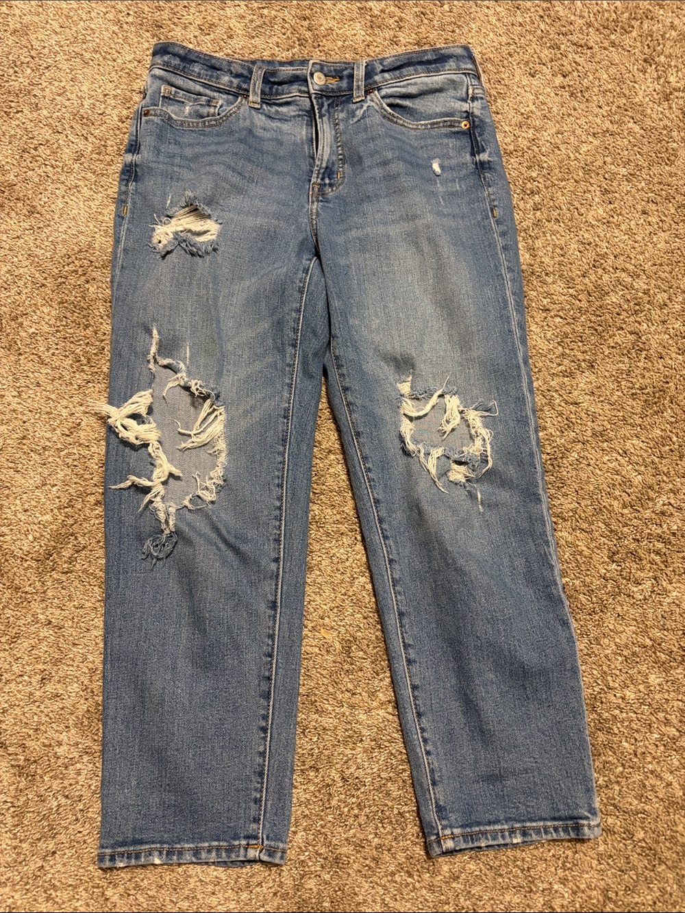 Old Navy Women's High Rise OG Straight Ripped Denim‎ Jeans Size 6 Short